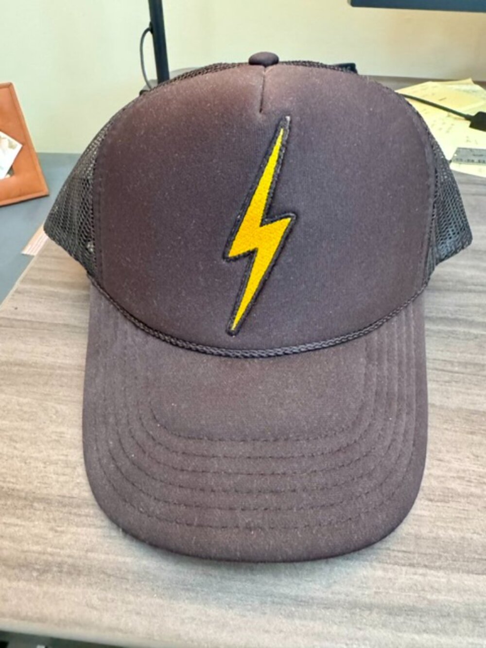 Aviator Nation Black Trucker Hat with Yellow Lightning Bolt - new condition - Picture 2 of 4